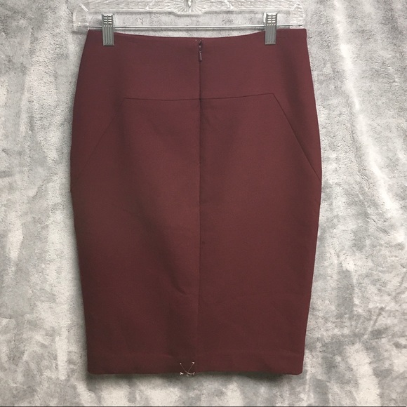 NWT Ann Taylor Burgundy Pencil Skirt Womens Size 0 - Picture 2 of 4